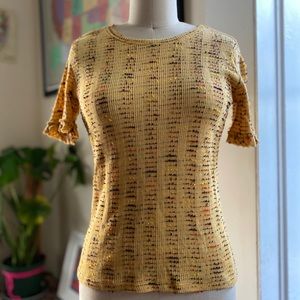 Zara Soft Ribbed Rainbow Thread Tee - S